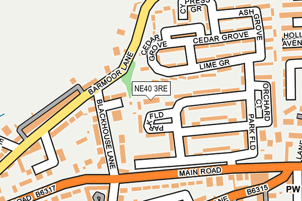 NE40 3RE map - OS OpenMap – Local (Ordnance Survey)