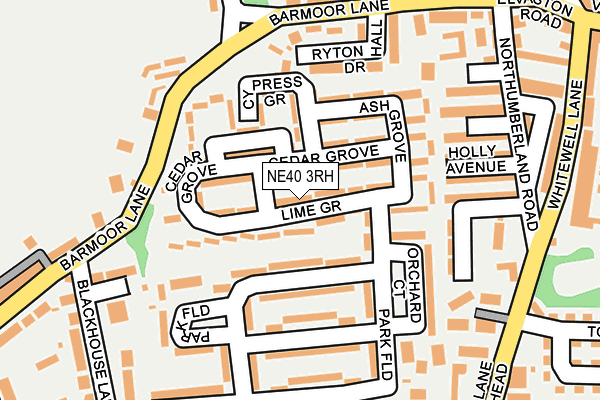 NE40 3RH map - OS OpenMap – Local (Ordnance Survey)