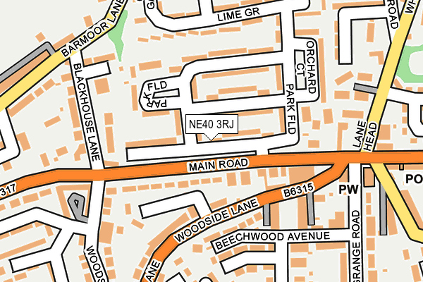 NE40 3RJ map - OS OpenMap – Local (Ordnance Survey)