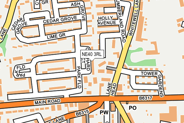 NE40 3RL map - OS OpenMap – Local (Ordnance Survey)