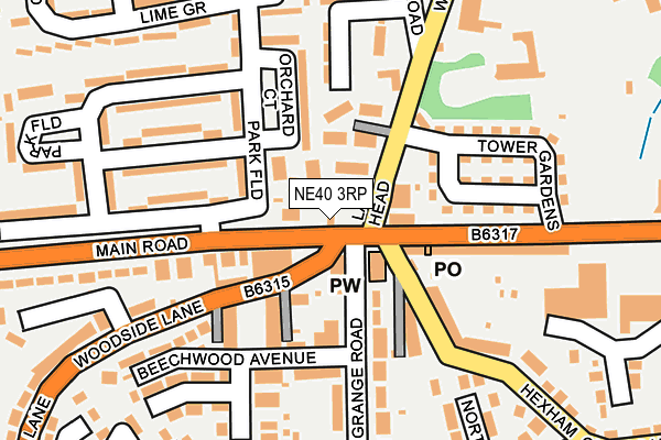 NE40 3RP map - OS OpenMap – Local (Ordnance Survey)