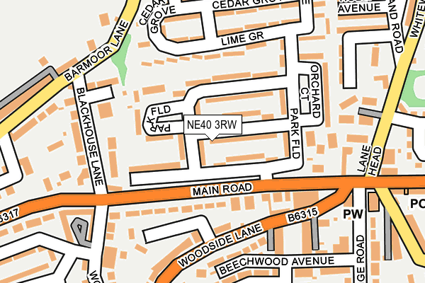 NE40 3RW map - OS OpenMap – Local (Ordnance Survey)