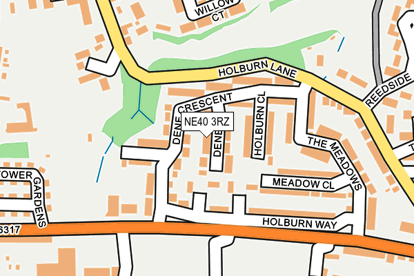 NE40 3RZ map - OS OpenMap – Local (Ordnance Survey)