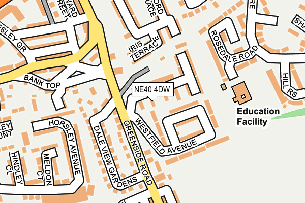 NE40 4DW map - OS OpenMap – Local (Ordnance Survey)