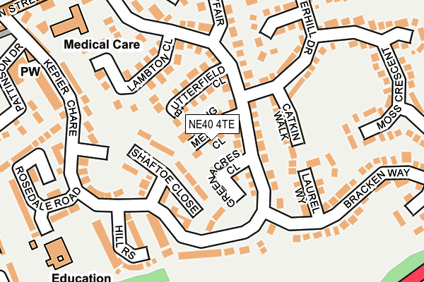 NE40 4TE map - OS OpenMap – Local (Ordnance Survey)