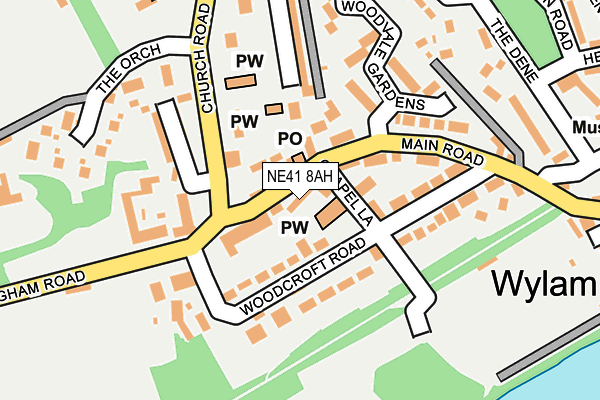 NE41 8AH map - OS OpenMap – Local (Ordnance Survey)