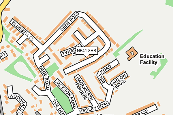 NE41 8HB map - OS OpenMap – Local (Ordnance Survey)