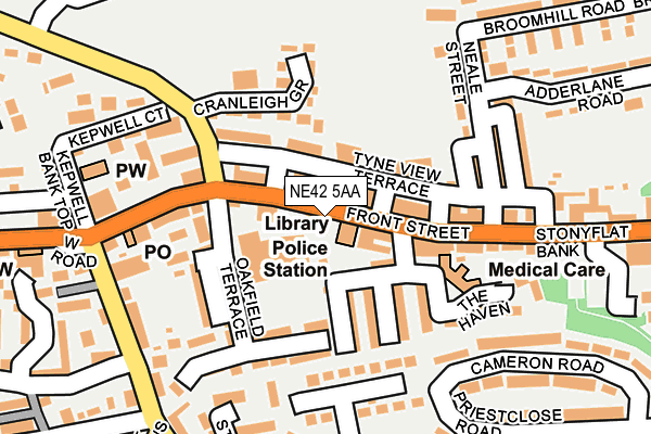 NE42 5AA map - OS OpenMap – Local (Ordnance Survey)