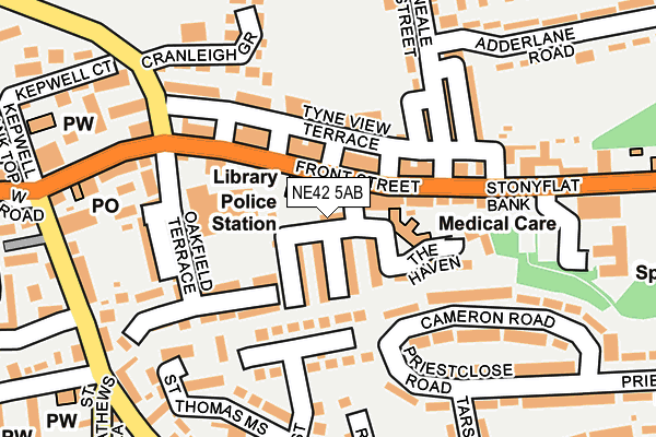 NE42 5AB map - OS OpenMap – Local (Ordnance Survey)