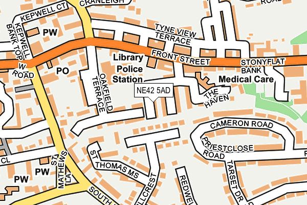 NE42 5AD map - OS OpenMap – Local (Ordnance Survey)