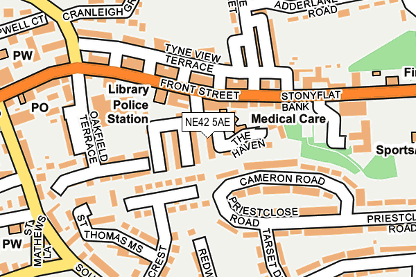 NE42 5AE map - OS OpenMap – Local (Ordnance Survey)