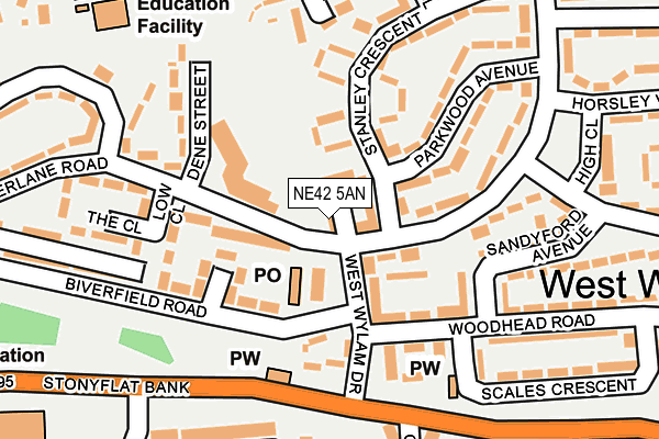 NE42 5AN map - OS OpenMap – Local (Ordnance Survey)
