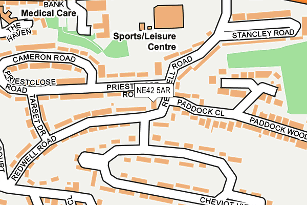 NE42 5AR map - OS OpenMap – Local (Ordnance Survey)