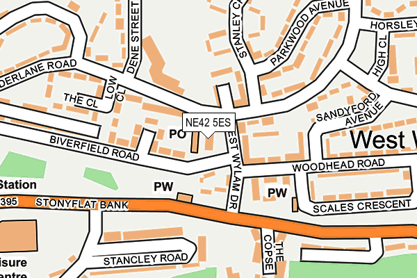 NE42 5ES map - OS OpenMap – Local (Ordnance Survey)