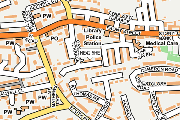 NE42 5HE map - OS OpenMap – Local (Ordnance Survey)