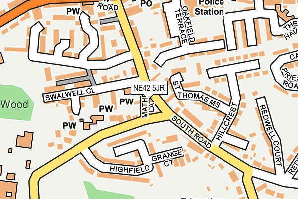 NE42 5JR map - OS OpenMap – Local (Ordnance Survey)