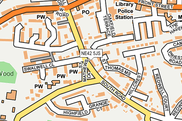 NE42 5JS map - OS OpenMap – Local (Ordnance Survey)