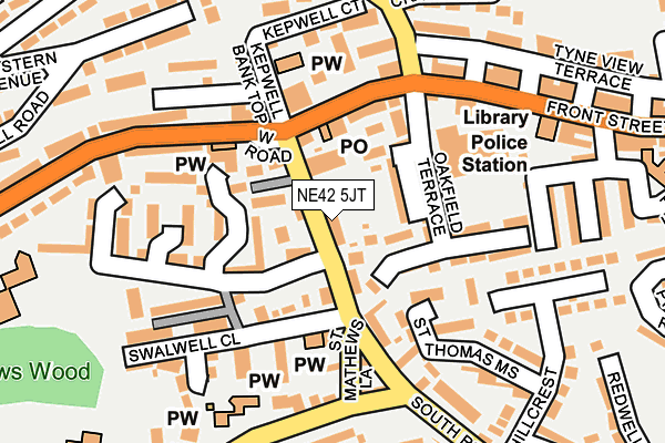 NE42 5JT map - OS OpenMap – Local (Ordnance Survey)