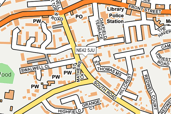 NE42 5JU map - OS OpenMap – Local (Ordnance Survey)