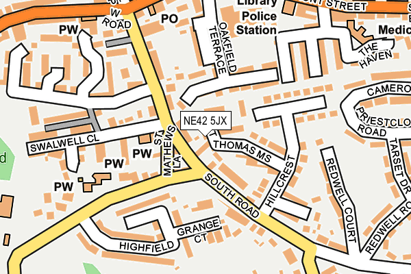 NE42 5JX map - OS OpenMap – Local (Ordnance Survey)