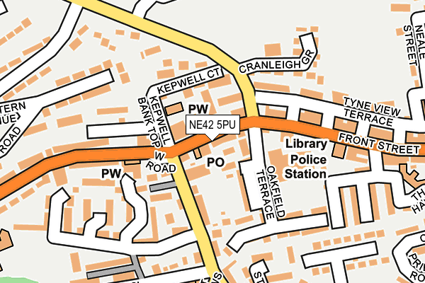 NE42 5PU map - OS OpenMap – Local (Ordnance Survey)
