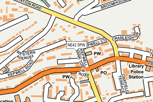 NE42 5PW map - OS OpenMap – Local (Ordnance Survey)