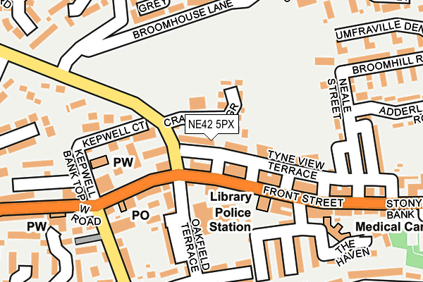 NE42 5PX map - OS OpenMap – Local (Ordnance Survey)