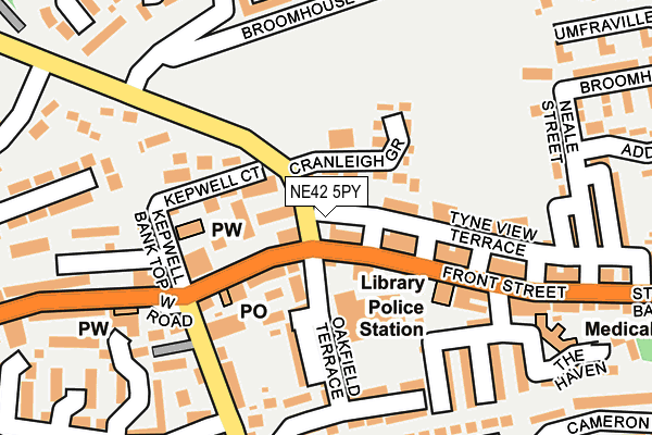 NE42 5PY map - OS OpenMap – Local (Ordnance Survey)