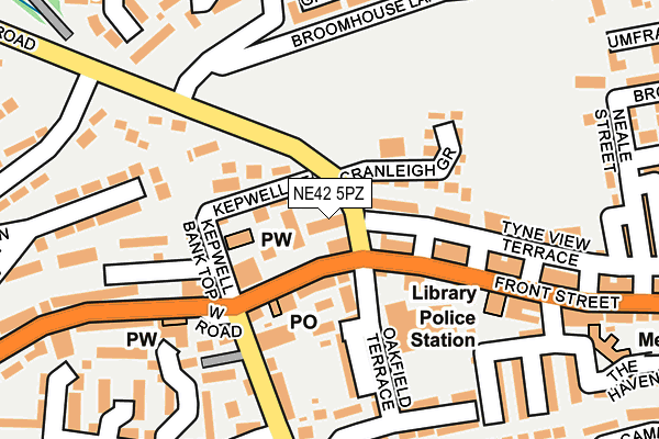 NE42 5PZ map - OS OpenMap – Local (Ordnance Survey)