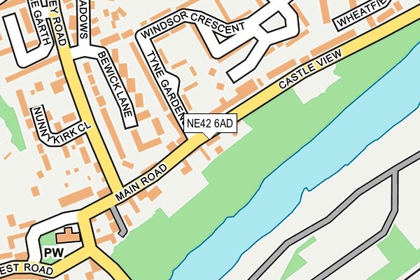 NE42 6AD map - OS OpenMap – Local (Ordnance Survey)