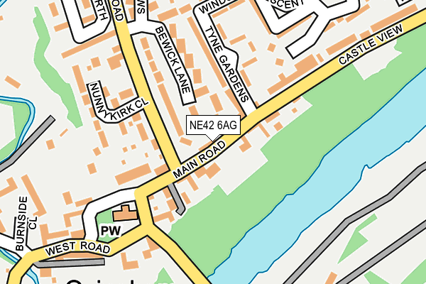 NE42 6AG map - OS OpenMap – Local (Ordnance Survey)