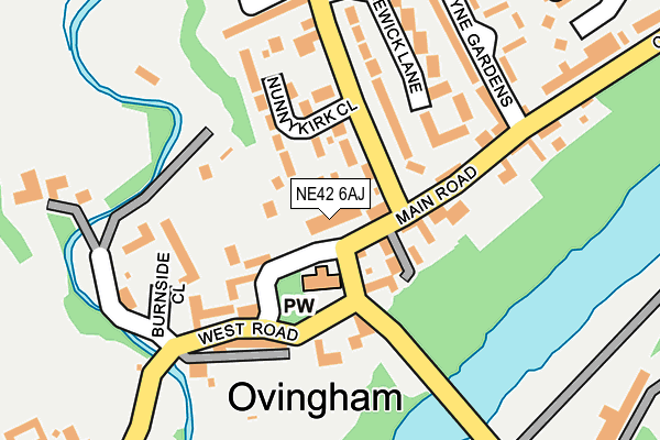 NE42 6AJ map - OS OpenMap – Local (Ordnance Survey)