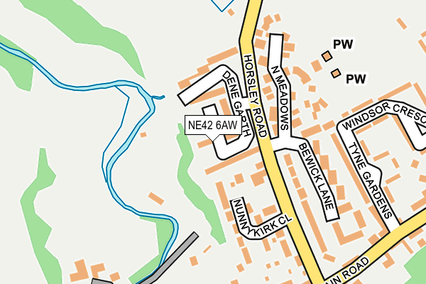 NE42 6AW map - OS OpenMap – Local (Ordnance Survey)