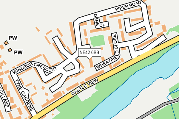 NE42 6BB map - OS OpenMap – Local (Ordnance Survey)