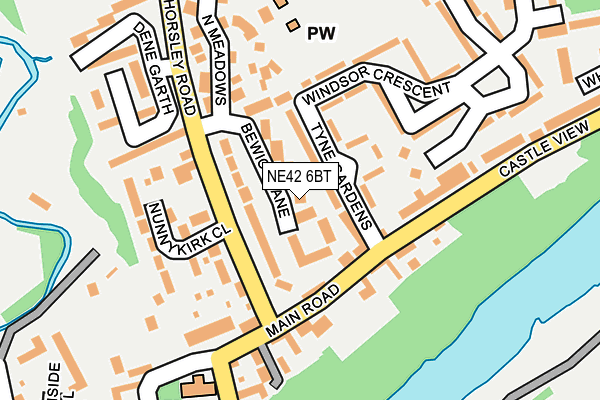 NE42 6BT map - OS OpenMap – Local (Ordnance Survey)