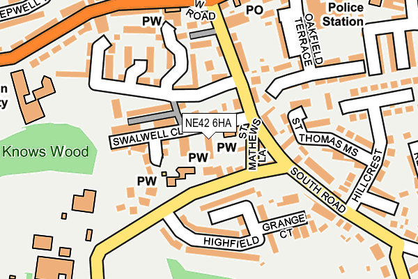 NE42 6HA map - OS OpenMap – Local (Ordnance Survey)