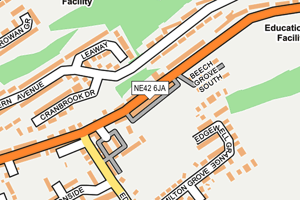 NE42 6JA map - OS OpenMap – Local (Ordnance Survey)