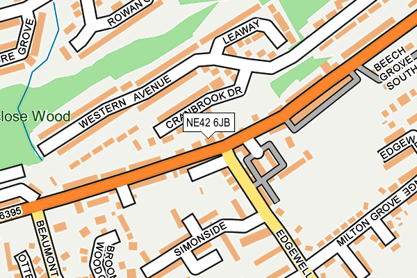 NE42 6JB map - OS OpenMap – Local (Ordnance Survey)