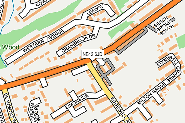 NE42 6JD map - OS OpenMap – Local (Ordnance Survey)