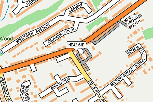 NE42 6JE map - OS OpenMap – Local (Ordnance Survey)