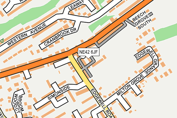 NE42 6JF map - OS OpenMap – Local (Ordnance Survey)