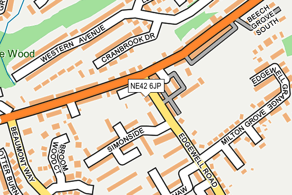NE42 6JP map - OS OpenMap – Local (Ordnance Survey)