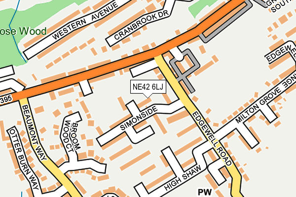 NE42 6LJ map - OS OpenMap – Local (Ordnance Survey)