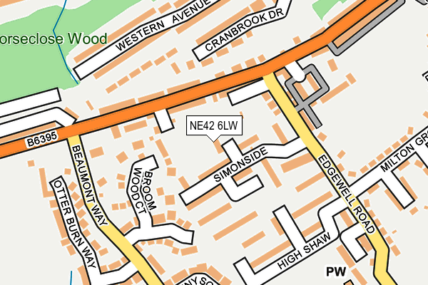 NE42 6LW map - OS OpenMap – Local (Ordnance Survey)
