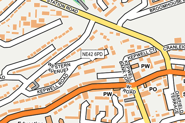 NE42 6PD map - OS OpenMap – Local (Ordnance Survey)