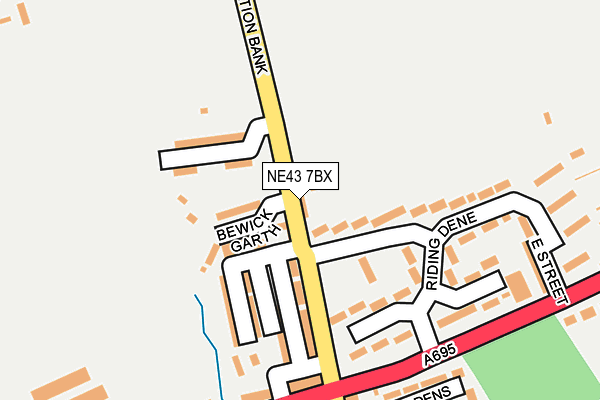 NE43 7BX map - OS OpenMap – Local (Ordnance Survey)