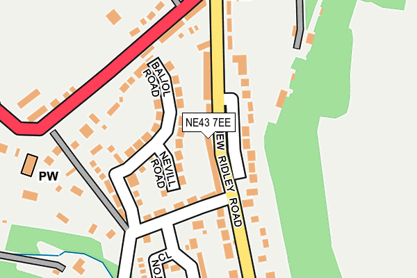NE43 7EE map - OS OpenMap – Local (Ordnance Survey)