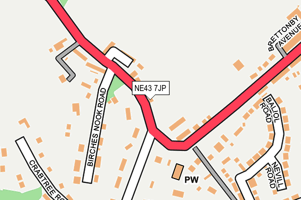 NE43 7JP map - OS OpenMap – Local (Ordnance Survey)