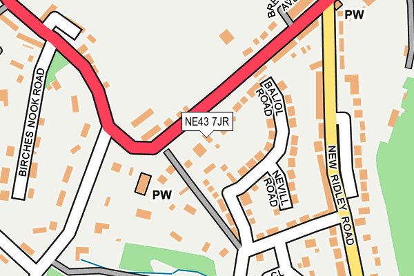 NE43 7JR map - OS OpenMap – Local (Ordnance Survey)