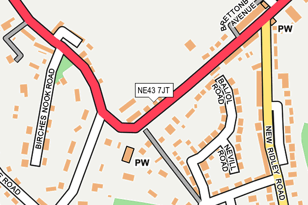 NE43 7JT map - OS OpenMap – Local (Ordnance Survey)